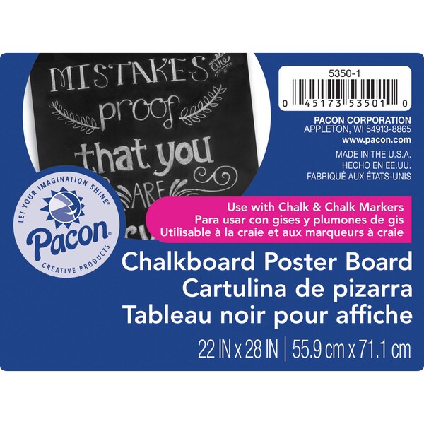 Premium Chalkboard Poster Board, Black, 22" x 28", PK25